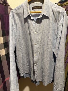 Louis Vuitton Pale Blue Monogram Cotton Button-Down Shirt